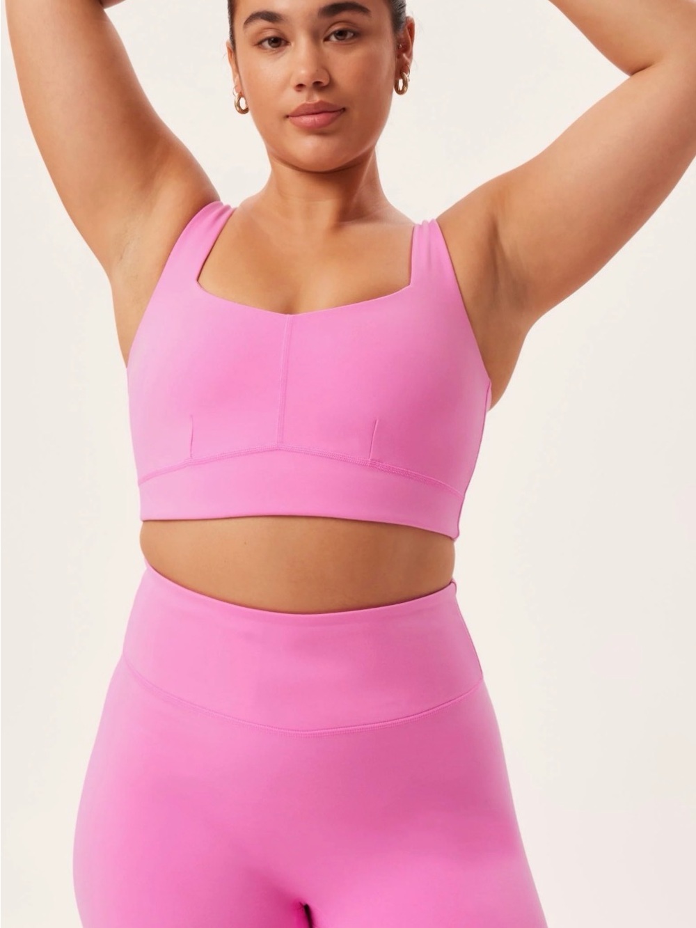 girlfriend collective Bubblegum Pink Square-Neck Sports Bra